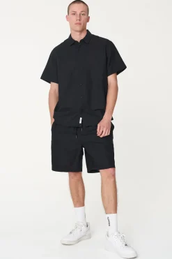 MENS LIN-IN SS SHIRT BLACK