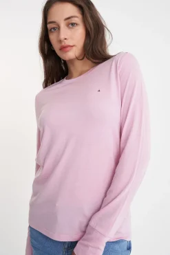 MERINO LS LANEWAY TEE PALE ROSE