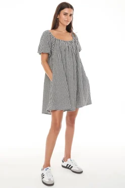 MILA AIRY MINIDRESS BLACK/CRÈME
