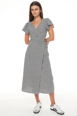 MILA SOLSTICE WRAP DRESS BLACK/CRÈME