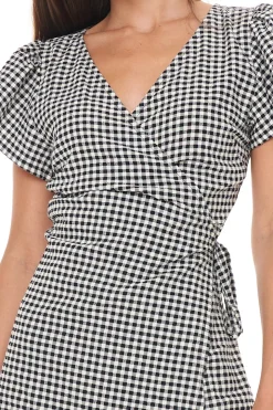MILA SOLSTICE WRAP DRESS BLACK/CRÈME
