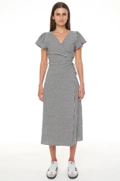 MILA SOLSTICE WRAP DRESS BLACK/CRÈME
