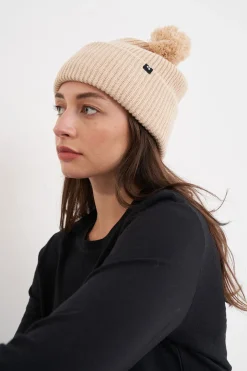 OVERSIZED POMPOM BEANIE OAT MARLE
