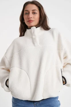 POLAR FLEECE PULLOVER CHALK/BLACK