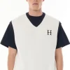 RACQUET KNIT VEST CHALK/MIDNIGHT