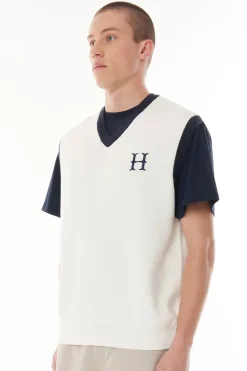 RACQUET KNIT VEST CHALK/MIDNIGHT