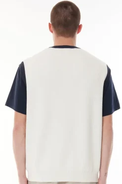 RACQUET KNIT VEST CHALK/MIDNIGHT