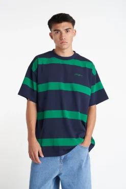 STRIPED SS TEE NAVY/GREEN