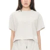 SUEDE MESH CROP TEE MOONROCK
