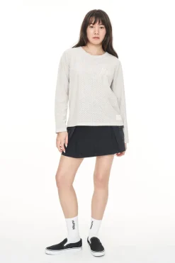 SUEDE MESH LS TEE MOONROCK