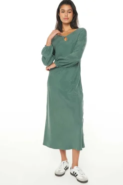 TWILIGHT LS KEYHOLE DRESS SAGE LEAF