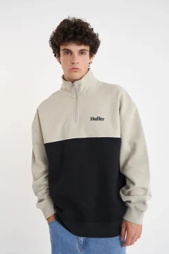TWO TONE 1/4 ZIP BLACK/MOONROCK