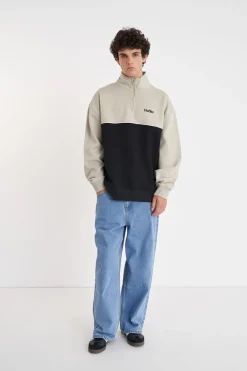 TWO TONE 1/4 ZIP BLACK/MOONROCK