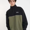 TWO TONE 1/4 ZIP KHAKI/BLACK