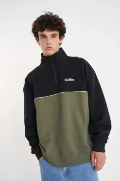 TWO TONE 1/4 ZIP KHAKI/BLACK