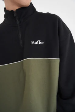 TWO TONE 1/4 ZIP KHAKI/BLACK