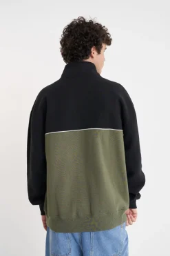TWO TONE 1/4 ZIP KHAKI/BLACK