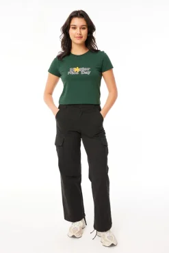 WMNS BABY TEE/GOOD MORNING EVERGREEN