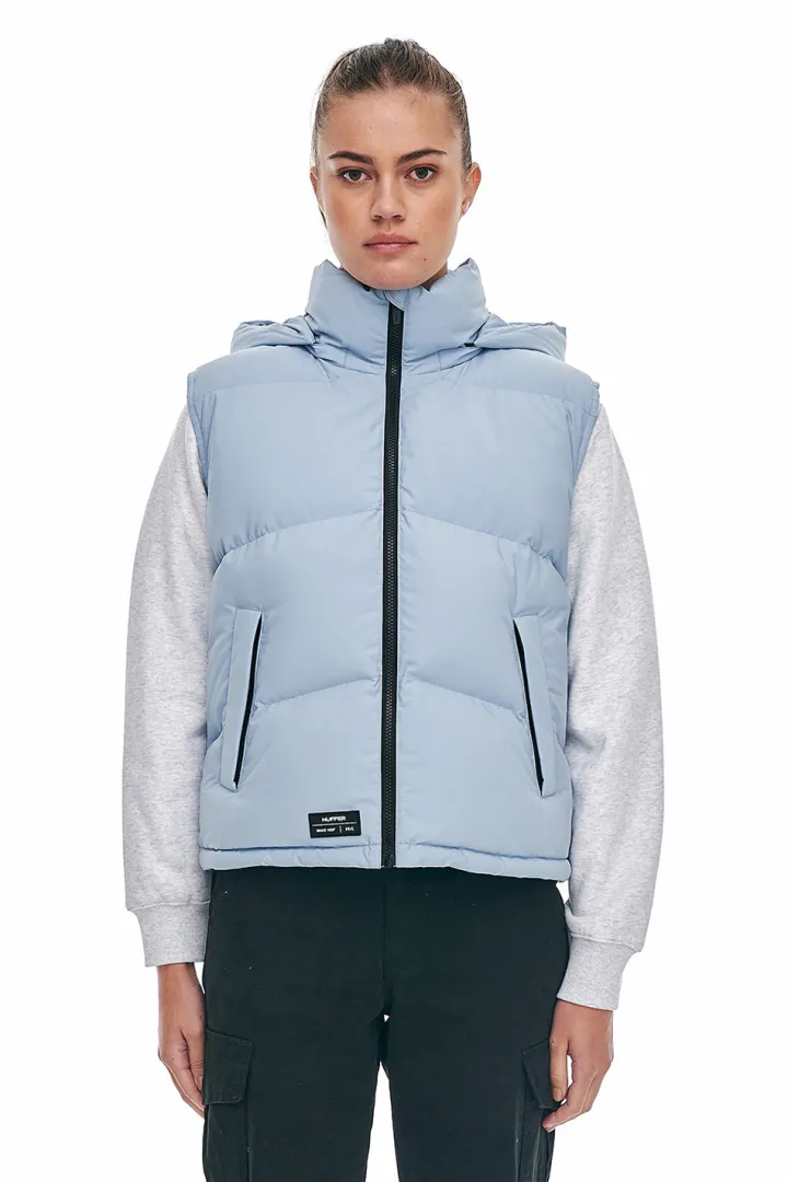 WMNS BLOCK DOWN VEST SMOKEY BLUE