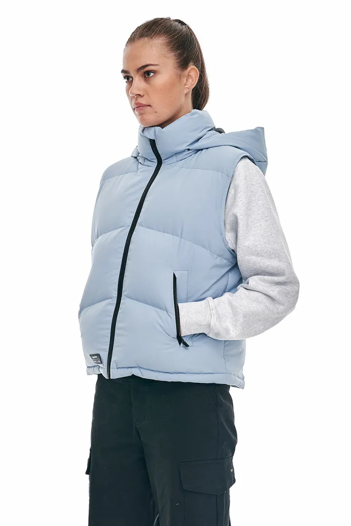 WMNS BLOCK DOWN VEST SMOKEY BLUE
