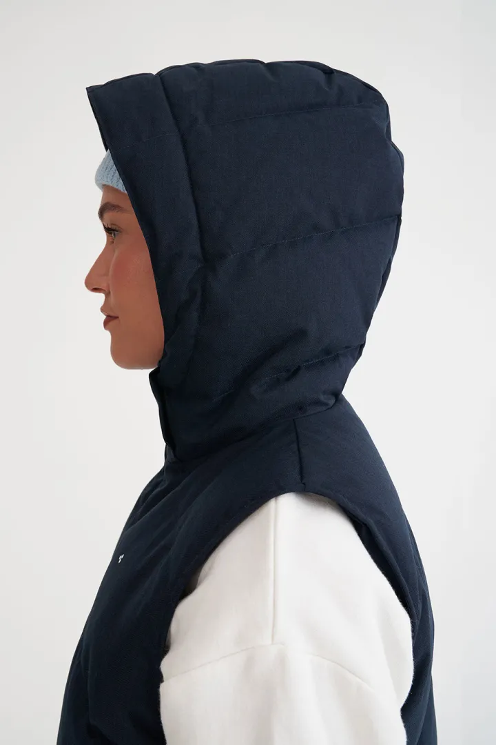 WMNS CLASSIC DOWN VEST HRGBONE NAVY