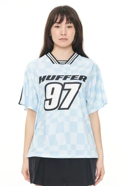 WMNS FOOTBALL TEE/UNCHECK Y2K BLUE