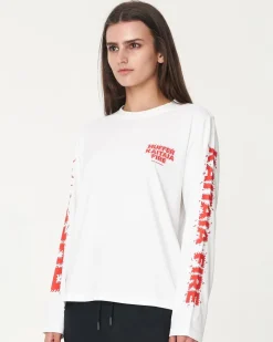 WMNS LS RELAX TEE 220/FIRED UP CHALK