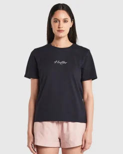 WMNS STELLA TEE/MILA EMB NAVY