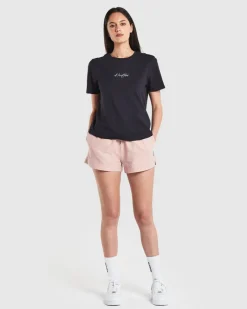 WMNS STELLA TEE/MILA EMB NAVY