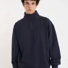 1/4 ZIP 350/FLOCKED NAVY