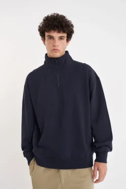 1/4 ZIP 350/FLOCKED NAVY