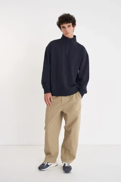 1/4 ZIP 350/FLOCKED NAVY