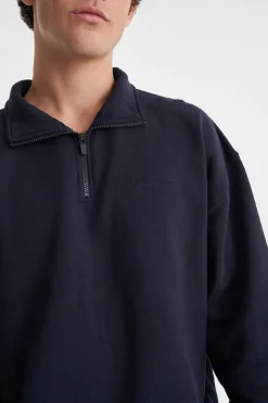 1/4 ZIP 350/FLOCKED NAVY