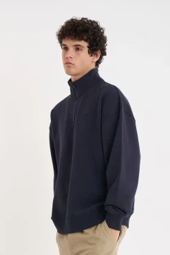 1/4 ZIP 350/FLOCKED NAVY
